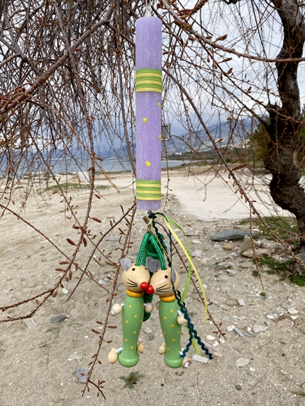 Λαμπάδα ξύλινο σχοινάκι πράσινο
